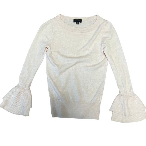 J Crew Pale Pink Cashmere Sweater with Bell Sleeves EUC - Picture 1 of 2
